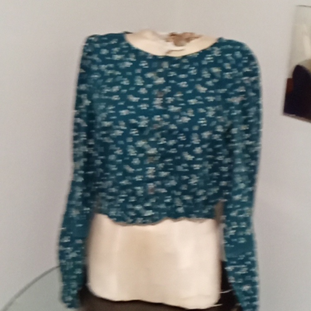 True Craft Teal and White Floral Blouse
